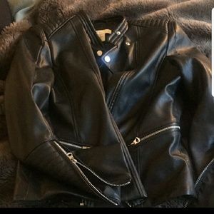H&M Faux Leather Moto Jacket Sz 10